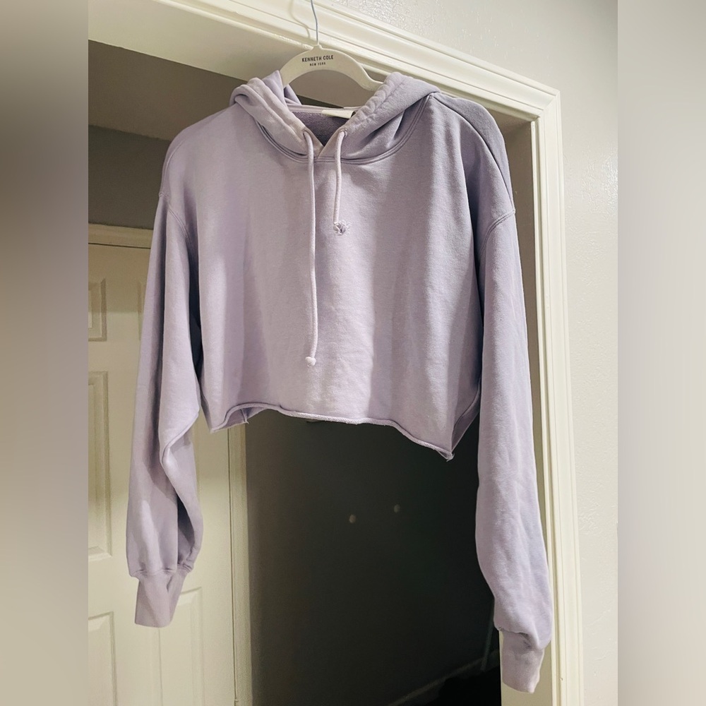 Aritzia Tna Airyafleece Cropped Hoodie – Light Lavender Size 2